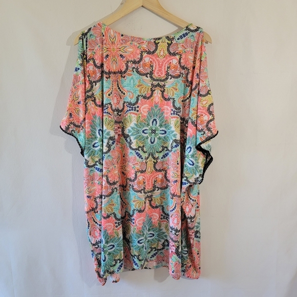SWIM By Cacique Women's Beach Dress Sz 22/24 Colorful Stretchy Boho Resortwear - Picture 2 of 12